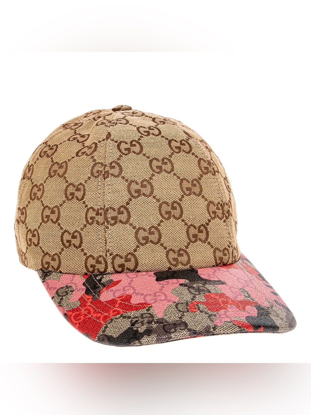 Gucci Beige Monogram Cap with Pink & Red Camouflage Visor - Picture 1 of 5